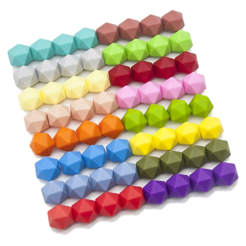 chenkai 10pcs silicone waved stripe teething beads diy baby pacifier dummy teether sensory toy jewelry making beads accessory 10PCS Silicone Beads Polygon 14mm sensory Teething Nursing Pacifier,Handmade products Baby Chewable Toy BPA Free