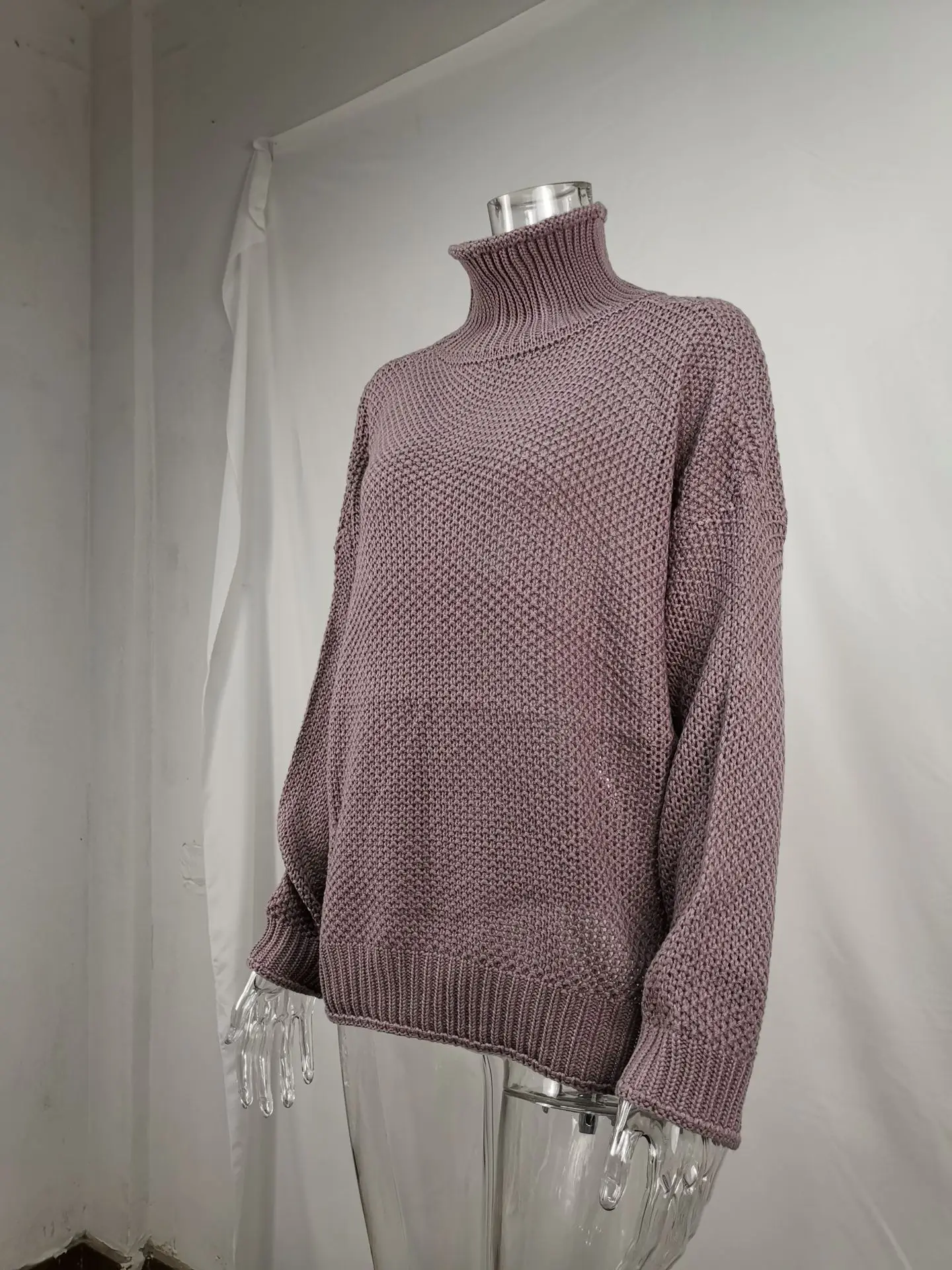 Осенне-зимний свободный свитер цвета хаки, женские вязаные Джемперы, пуловер, женский теплый толстый свитер Harajuku с высоким воротом большого размера, женский свитер