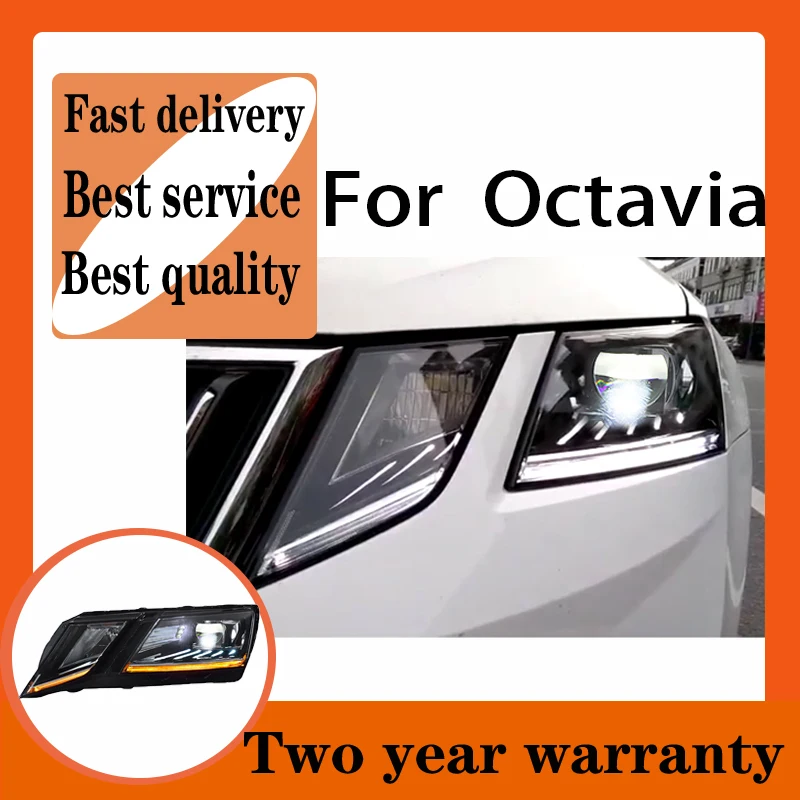 

For Skoda Octavia Headlights 2018-2020 Car Accessory Fog Lights Day Running Light DRL H7 LED Bi Xenon Bulb Head Lamp