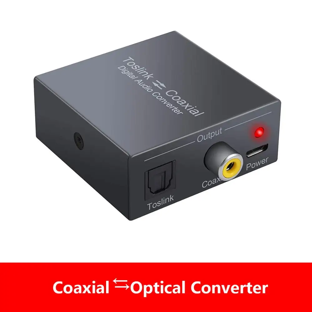 

Coax Optical Toslink to Coax Optical audio Converter Adapter,Bi-Directional Switch with dc cable