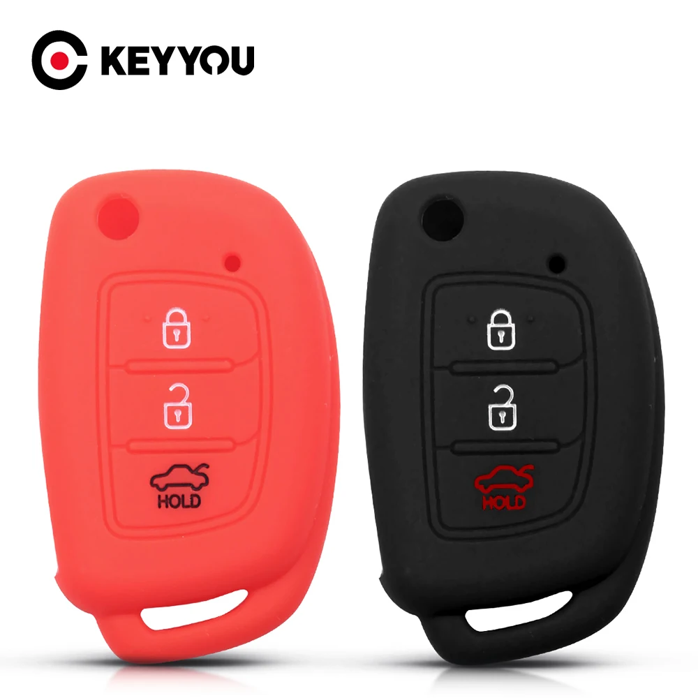 KEYYOU Remote Silicone Car Key Case For Hyundai Elantra Tucson i40 i20 i10 iX35 iX45 Creta Santa fe Cover Keyless Fob 3 Buttons |