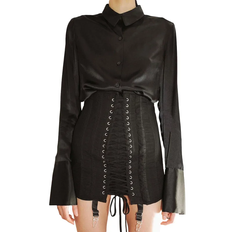 Комплект из двух предметов топ и юбка длинный рукав рубашка элегантный шикарный