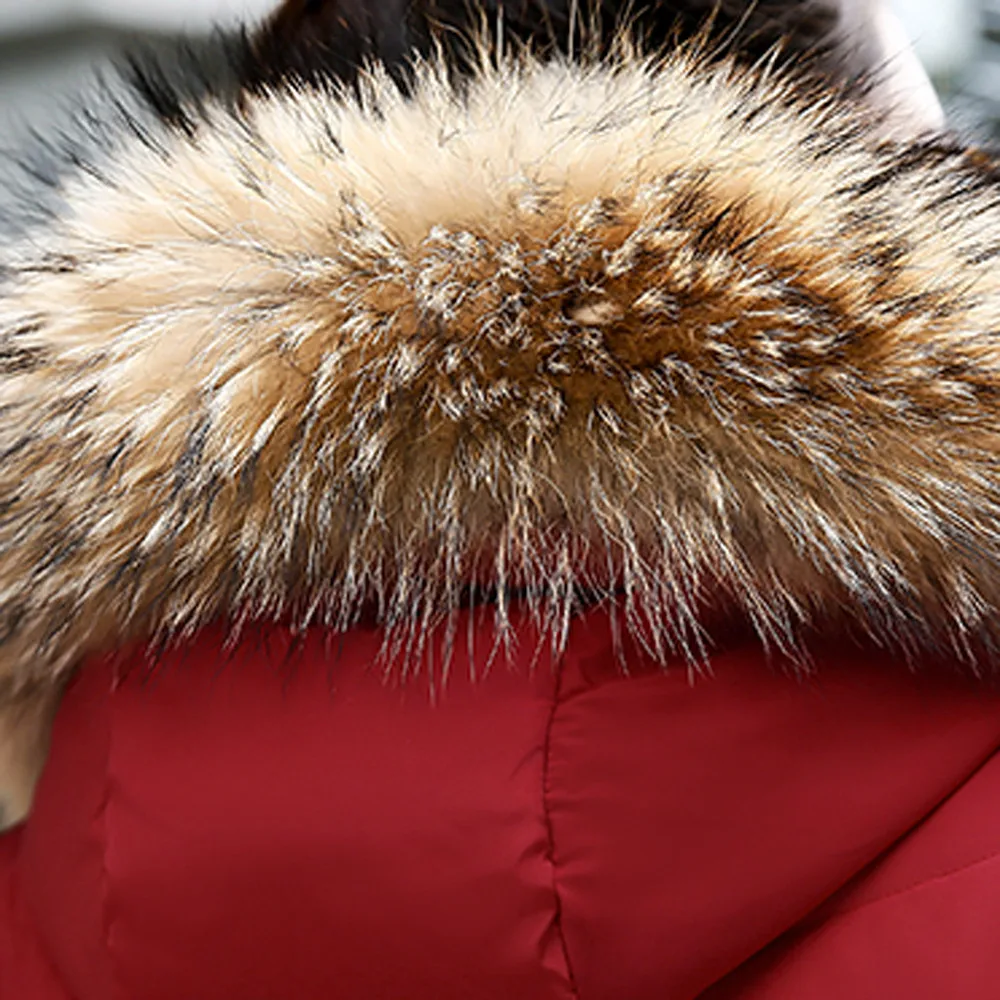 KANCOOLD, женская теплая зимняя куртка, модное женское пуховое пальто с капюшоном и меховым воротником, однотонное приталенное пальто большого размера, FemaleCoat