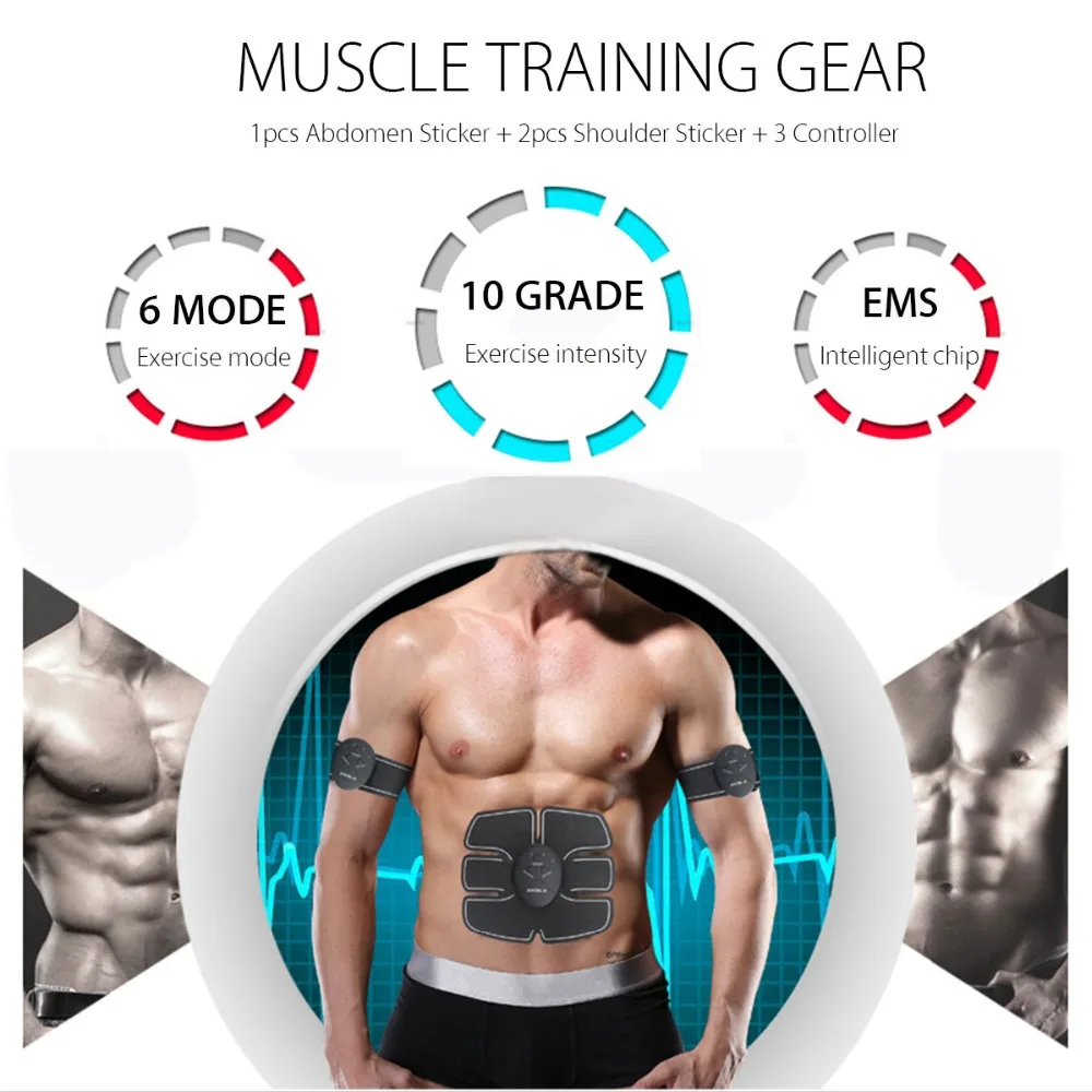 

Rechargeable Wireless Muscle Stimulator Trainer Smart Fitness Abdominal Training Electric Weight Loss Stickers Body Slimming
