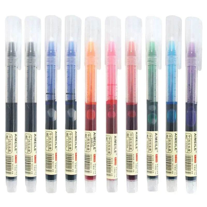 10PCS/Set 8 Colors Straight liquid Ink Gel Pen 0.5mm Colorful Quick Dry Roller Pen School office