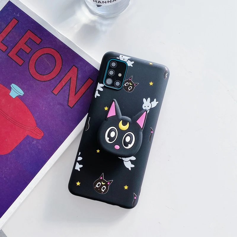 samsung cute phone cover 3D Hoạt Hình Dễ Thương Giá Đỡ Điện Thoại Ốp Lưng Dành Cho Samsung Galaxy Samsung Galaxy A51 A71 A32 A52 A72 4G 5G A52s A53 a12 Dễ Thương Silicone Mềm Cô Gái Đứng Bao Da cute phone cases for samsung 