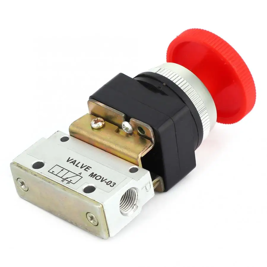 Manual Flush Valve 2 Position 3 Way G1/8 Pneumatic Mechanical Valve Push Button Switch MOV-03 Electric Magnetic Valve