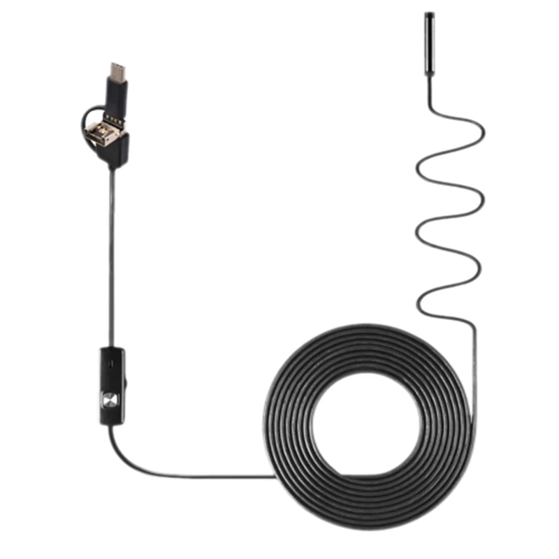 

3-In-1 Industrial Endoscope Borescope Inspection Camera Built-in 6 LEDs IP67 Waterproof USB Type-C Endoscope for Android Smartph
