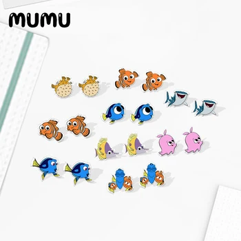 

2020 New Cute Dory and Nemo Stud Earring Cartoon Baby shark Acrylic Earring Epoxy Resin Handmade Jewelry Funny Earrings