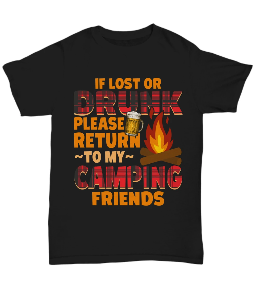 Футболка с надписью Lost Or Drunk Friends Go Camping забавная футболка унисекс для влюбленных в