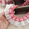 5CM Wide New Red White Plaid Pleated Lace 3d Flowers Embroidered Ribbon Ruffle Trim DIY Clothing Hair Accessories Home Sewing ► Photo 3/5