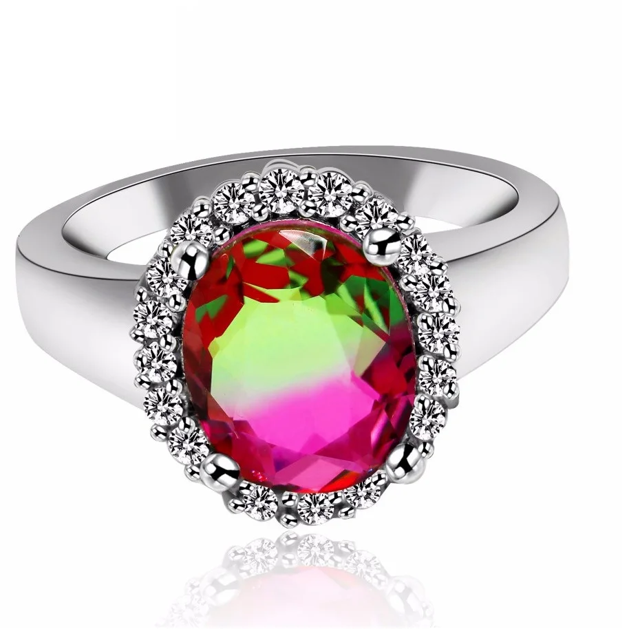 USPS дропшиппинг создан турмалин камень кольцо для женщин Свадьба, овальные фиолетовые Кристальные украшения подарок на день рождения для девочек Y439