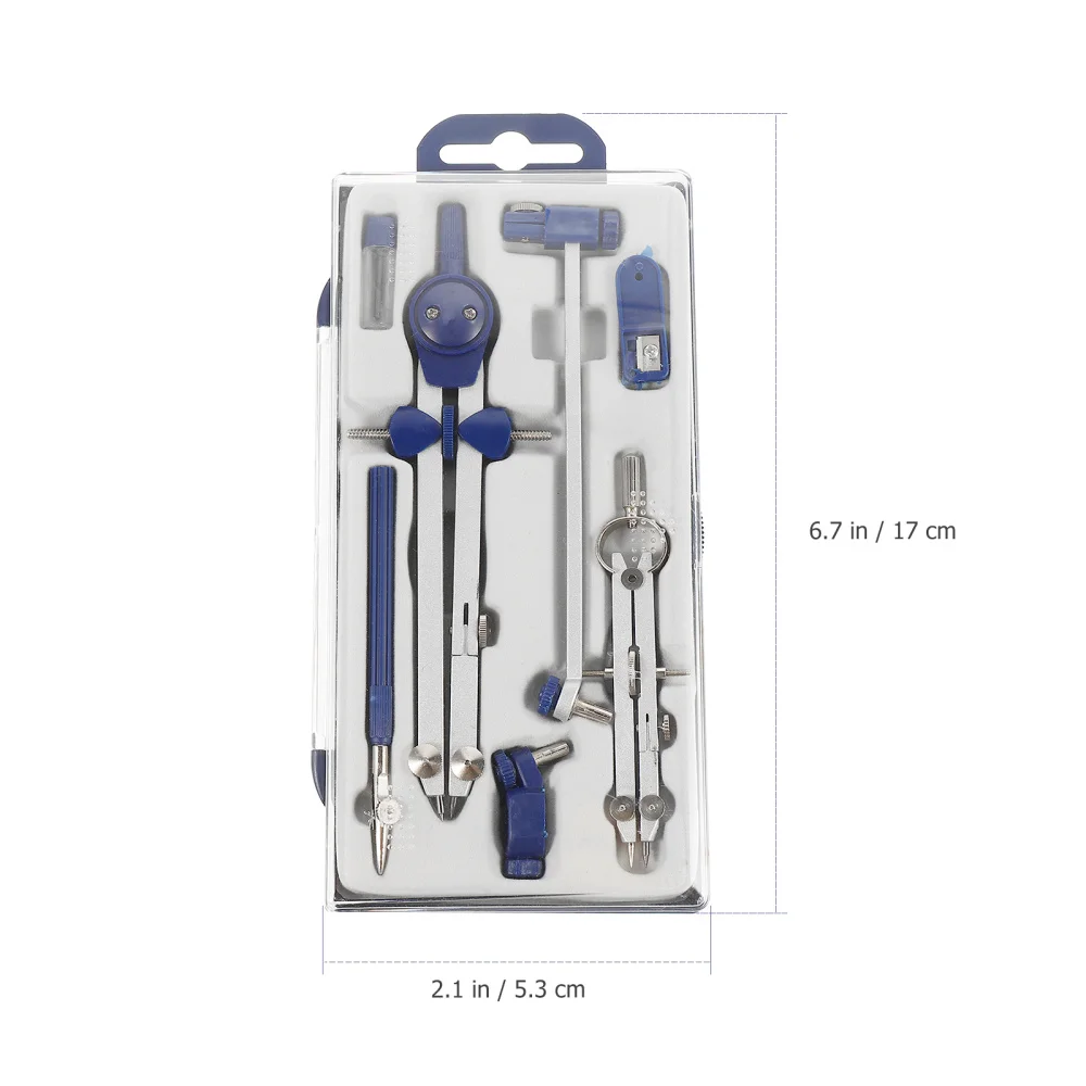 Kit Matematico Con Goniometro E Compasso Set Geometria Scuola 10 Pezzi Con Scatola: Goniometro, Righelli, Bussole, Matita E Gomma - Per Studenti E Disegno Tecnico Kit Geometria Scuola