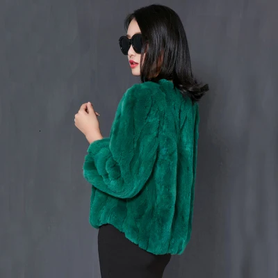 green Пальто из искусственного меха кролика рекс зимние женские модные короткие куртки из искусственного меха женские элегантные теплые большие размеры 5XL Свободная верхняя одежда C63 - Цвет: green