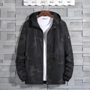 

Camouflage Military Overcoat Men Long Coats Windbreaker Men with A Hood Cortaviento Hombre Man Jacket Autumn 2019 Zipper HH50JK