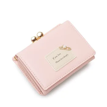 

Hot Luxury Design Ladies Short Wallet Cute Multi-function Mini Money Clip Forever Young Girls Fashion Brand Pink Purse