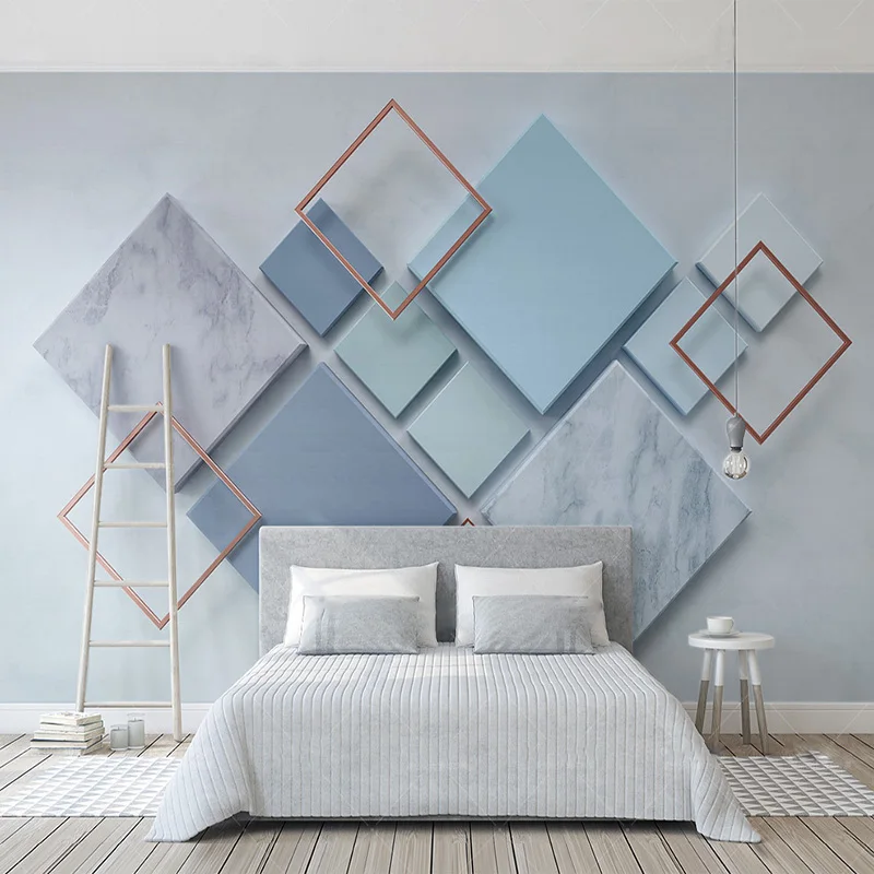 

Drop Shipping Custom Photo 3D Wallpaper Simple Geometric Diamond Marble Mosaic TV Background Mural Non-Woven Papel De Parede