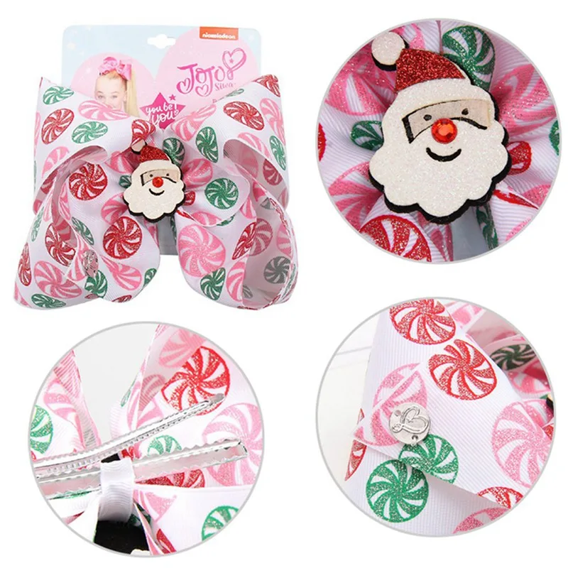 Christmas Print Hair Bows Cute Glitter Elk Hair Clips For Kids Festival Gift Snowman Hair Accessories Holiday Party Supply