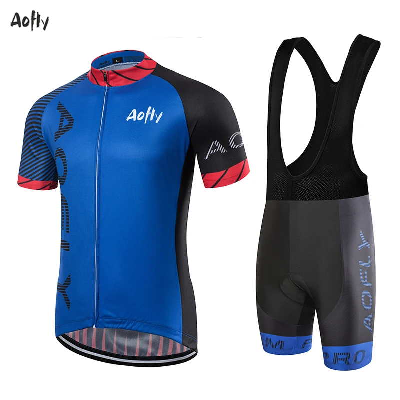 

20 Aofly Magic petal Short sleeve Cycling jersey pants suit mens summer MTB pro BICYCLING shirts Maillot coat Culotte Navy blue