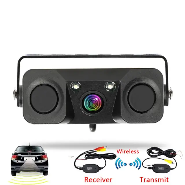 3 In 1 Car Night Vision Rear View Camera Radar Parking Sensor 170 Degree IP67 Waterproof with 2.4G Wireless Transmitter Receiver