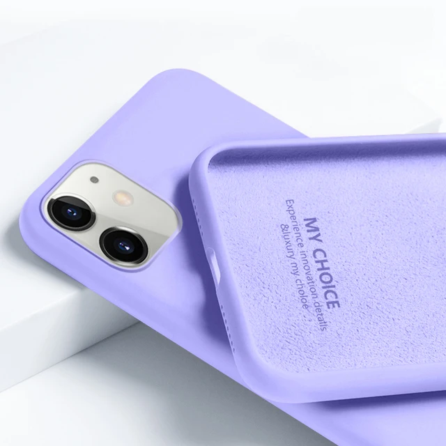 Case For iPhone 11 12 13 Pro Max SE 2 2020 6 S 7 8 Plus X XS MAX XR 12 13 Mini Cute Candy Color Couples Soft Silicone Cover Lilac Purple