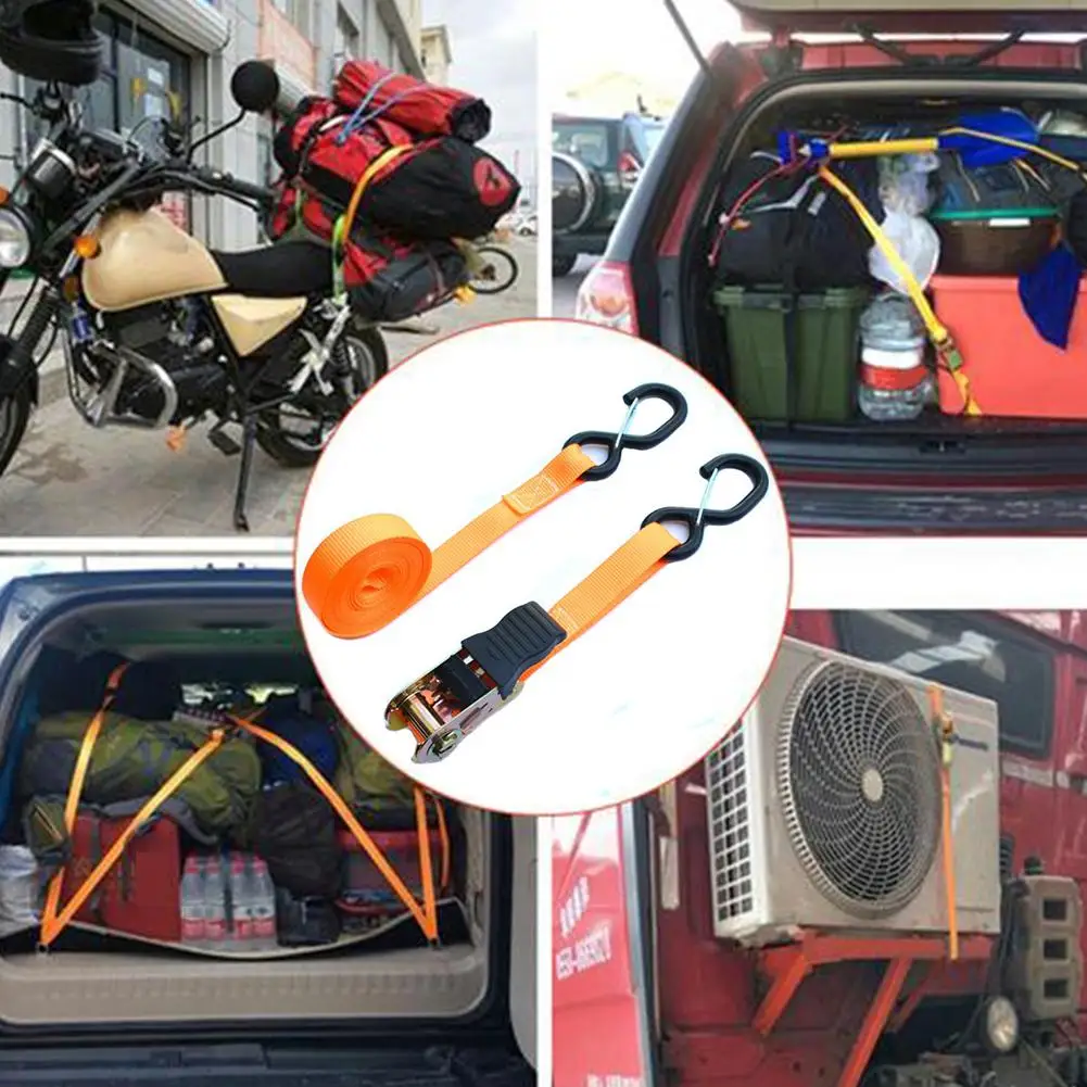 Ratchet Straps Tie Down 2000 Pounds Claw Lorry Strap Lashing Polyester For Car Motorcycle Bike With Metal Buckle 2Pcs 5 Meter cargo straps cargo tie down strap tie down straps lashing strap