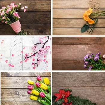 

SHUOZHIKE Vinyl Custom Photography Backdrops Flower and Wooden Planks Theme Photography Background 200207FK-02