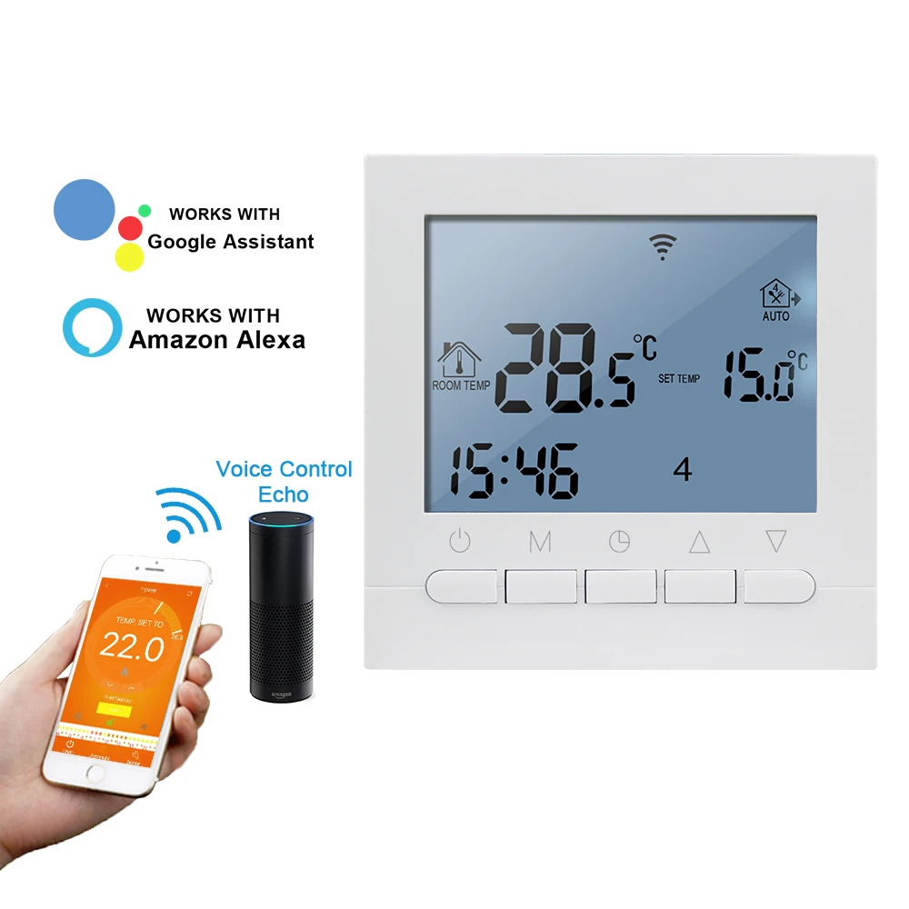 Termostato LCD para calefacción de suelo controlador de temperatura de caldera de Gas AC220V, programable semanal, 16A/3A, Wifi, salida Ralay