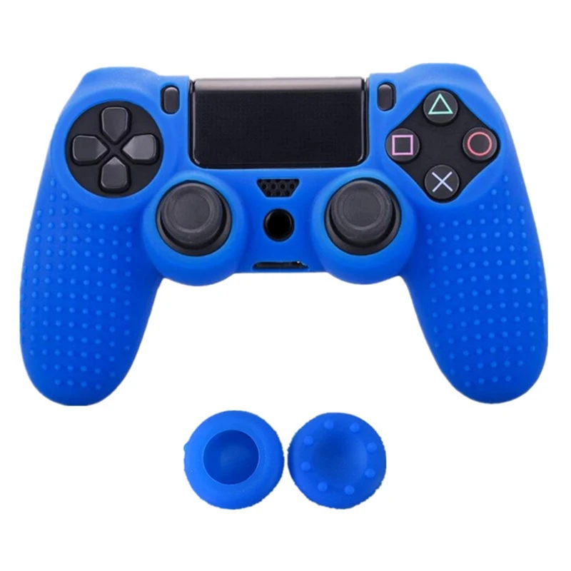 8 цветов Противоскользящий силиконовый чехол для sony playstation Dualshock 4 PS4 DS4 Pro тонкий контроллер и ручка - Цвет: BL