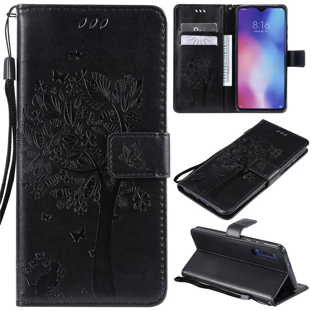 Black-Tree Кожаный бумажник-книжка чехол для Red mi GO Xiaomi mi Play Poco F1 Card Solt чехол для телефона для Red mi 6 Pro Note 6 7 Pro 3 4X mi 5X8 9 - Цвет: Black-Tree