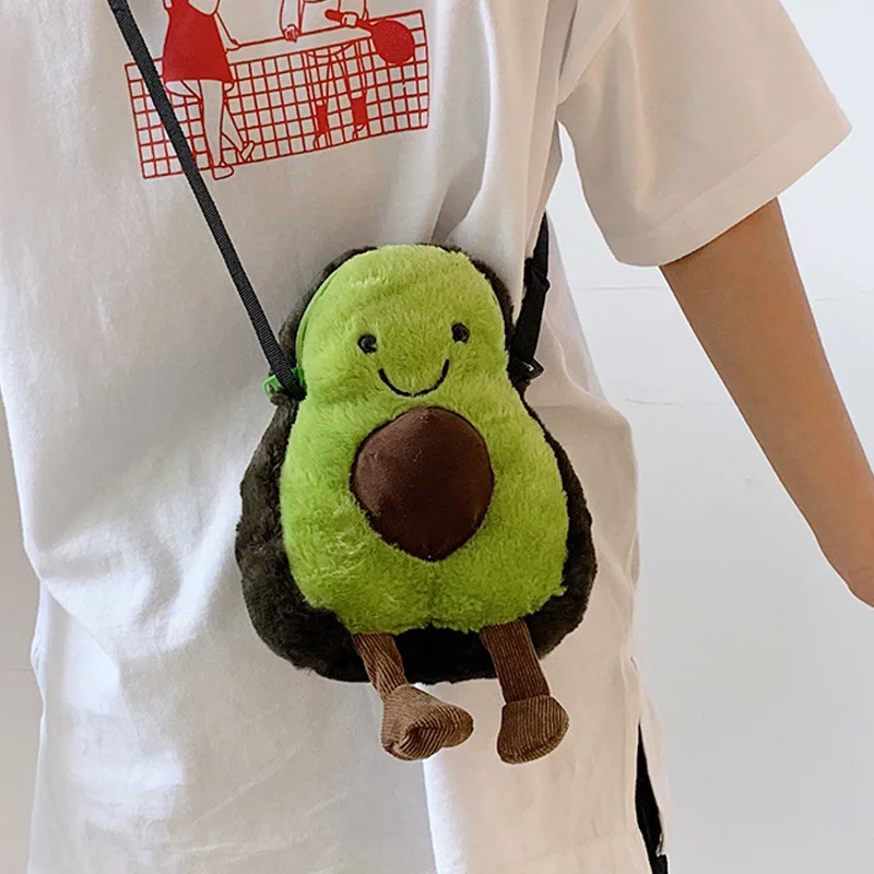 

South Korea INS Super Fire GIRL'S Mini Cute Adorable Avocado Bag Versitile Fashion Shoulder Doll mao rong bao