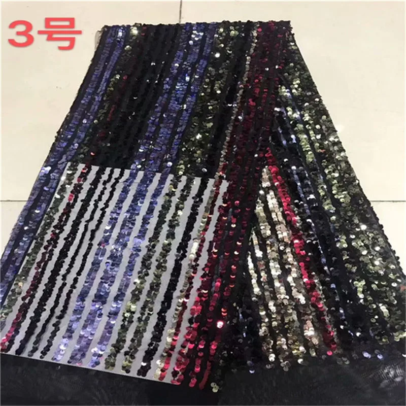 

2019 high quality French sequence multicolor sequins net lace,African tulle mesh sequence lace fabric for party dress 5yards/lot