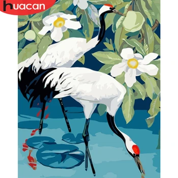 

HUACAN Coloring By Numbers Crane Wall Art Picture Oil Painting By Numbers Animals DIY For Adults Home Decoration