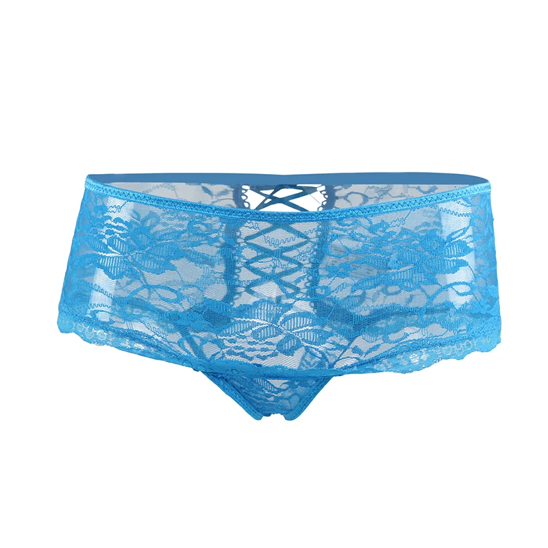 Юбка-брюки Femmes Dentelles Et Coton, кружевные трусики с вырезами, горячее эротическое нижнее белье, большой размер 6XL, женские трусы, сексуальные стринги PS5011 - Цвет: Blue Panties