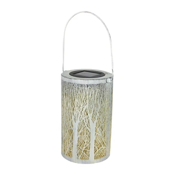 

Solar Retro Garden Lamp White Wood Decoration Wind Lantern