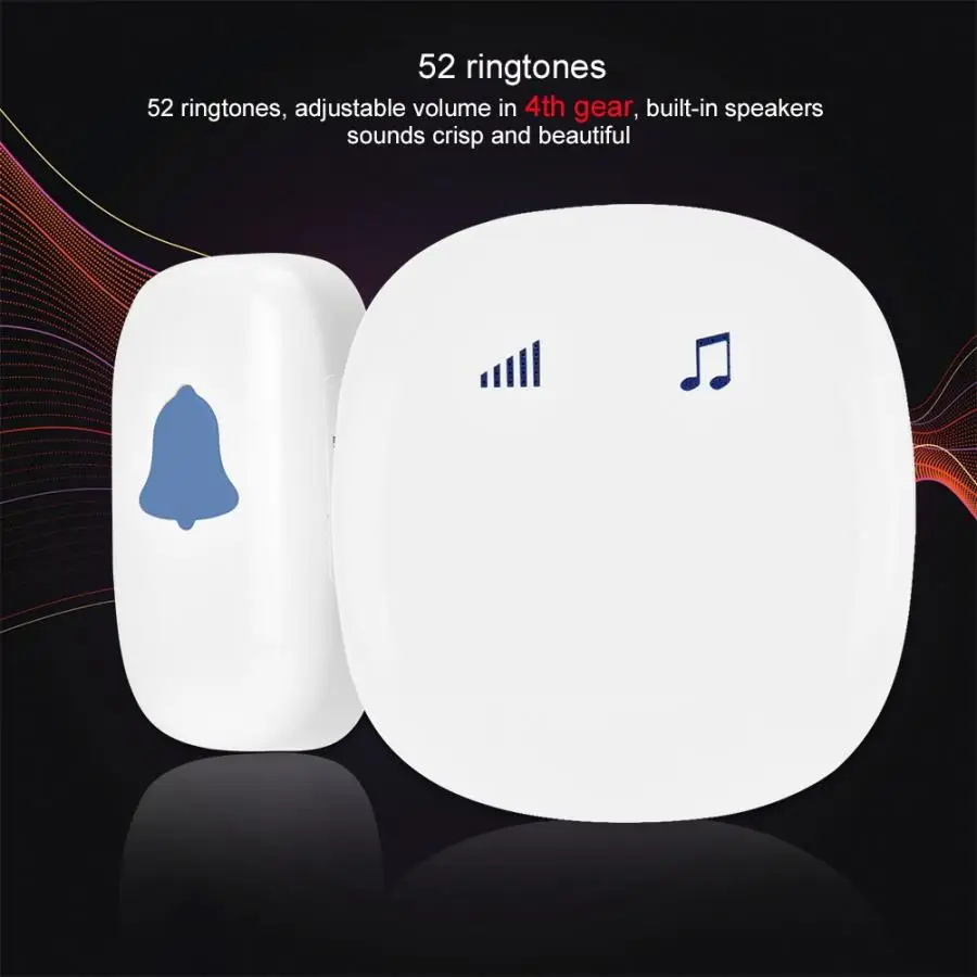 

Home Security Camera Wireless Smart Doorbell Transmitter 52 Ringtones 85-240V US Plug Digital Door Bell