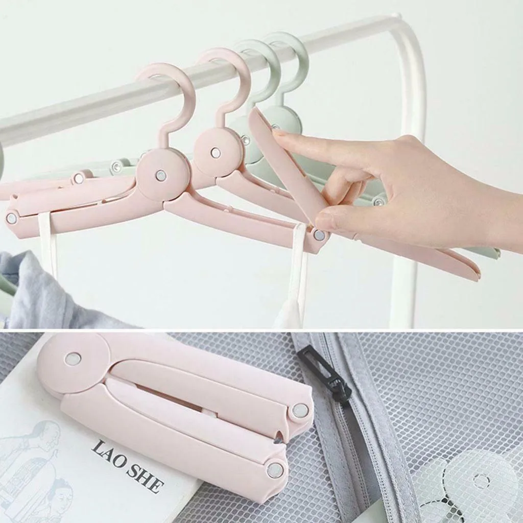 Travel Clothes Hangers Anti Slip Grooves Mini Foldable Clothes Drying