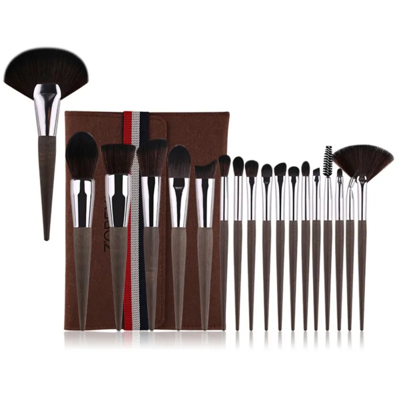 makeup brush set 18 шт. набор кистей для макияжа, Рассыпчатая кисть для пудры, кисть для нанесения основы, кисть для румян, расческа для бровей, набор веерных кистей с сумкой - Handle Color: makeup brush set
