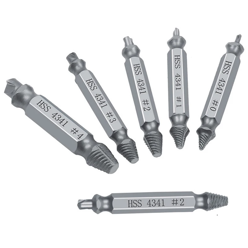 

6pcs HSS Bolt Stud Quickly Remover Tool Kit Damaged Screw Extractor Drill Bit Broken Screw Stripped Out Tool
