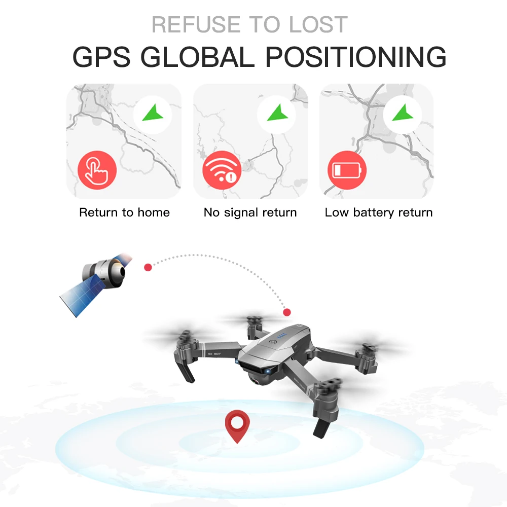 SG907 gps Дрон с камерой 4K 5G Wifi RC Квадрокоптер оптический поток складной мини 1080P HD