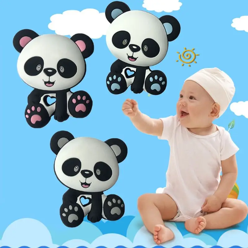 Детский Прорезыватель панда бусины Детские Игрушки Силиконовые Прорезыватель Соска-прорезыватель для зубов самодельная цепочка кусающийся жевательный кулон для детей младенцев