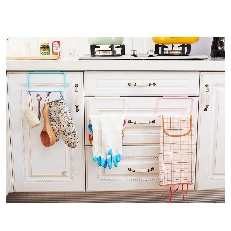 Kitchen Organizer Towel Rack Hanging Holder Cupboard Cabinet Door Back Hanger Shelf Storage Rack Kitchen Supplies Accessories