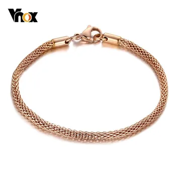

Vnox 3MM Chain Bracelet for Women Man Stainless Steel Mesh Style Wrist Bracelets 8.46" Gifts Jewelry