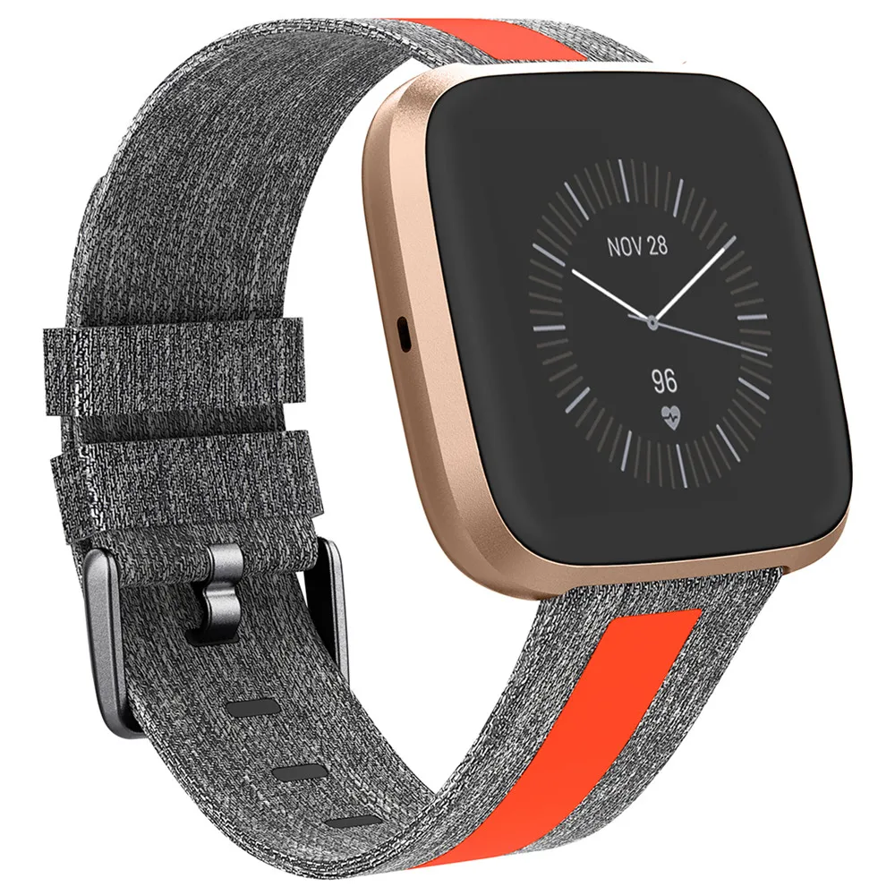 Durable Canvas Wrist Band Strap for Fitbit Versa/ Versa 2/ Versa Lite Smartwatch Replacement Sports Bracelet Watch Strap Bands