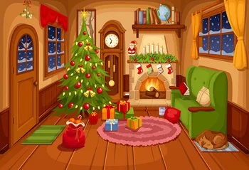 

Cartoon Christmas photo background vinyl kids bed birthday photography backdrops for photographer studio kits fotografia LV-1223