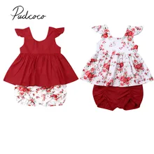 Коллекция года, летняя одежда для малышей рождественские комплекты одежды для маленьких девочек платье с короткими рукавами и оборками топы+ шорты, комплекты из 2 предметов
