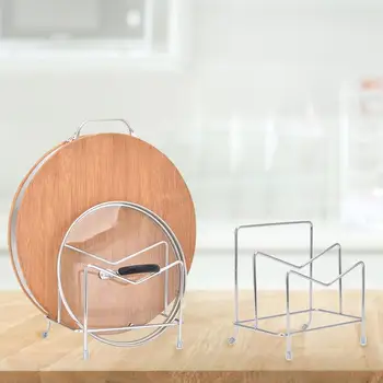 

2-Tier Pot Lid Holder Metal Cutting Board Organizer Rack Plates Drying Stand Bookshelves Kitchen Cabinet Space Storage Tools