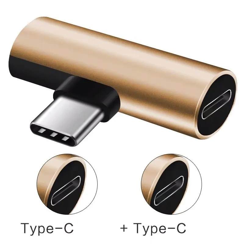 Высокое качество 2 в 1 type C до 3,5 мм и type C до type C адаптер для зарядки телефона конвертер для прослушивания музыки