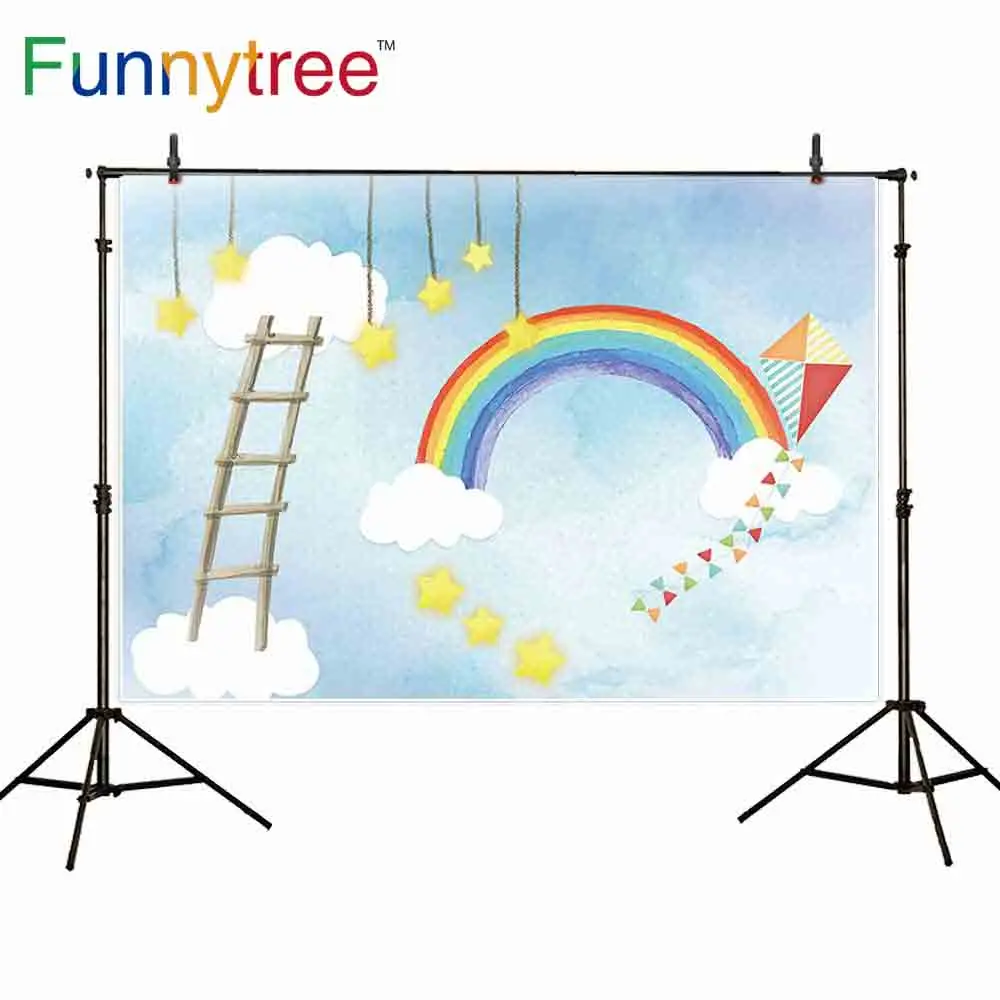 Фон для фотосъемки Funnytree радужные звезды лестница воздушный змей Мультяшные