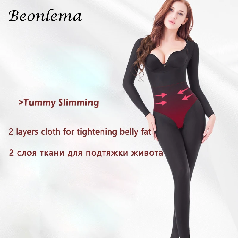 Buy Beonlema Body Shaping Full Cover Bodysuit Seamless Slimming Shapewear Long Sleeve Stretchy Shaper Women Belly Modeling S 2XL